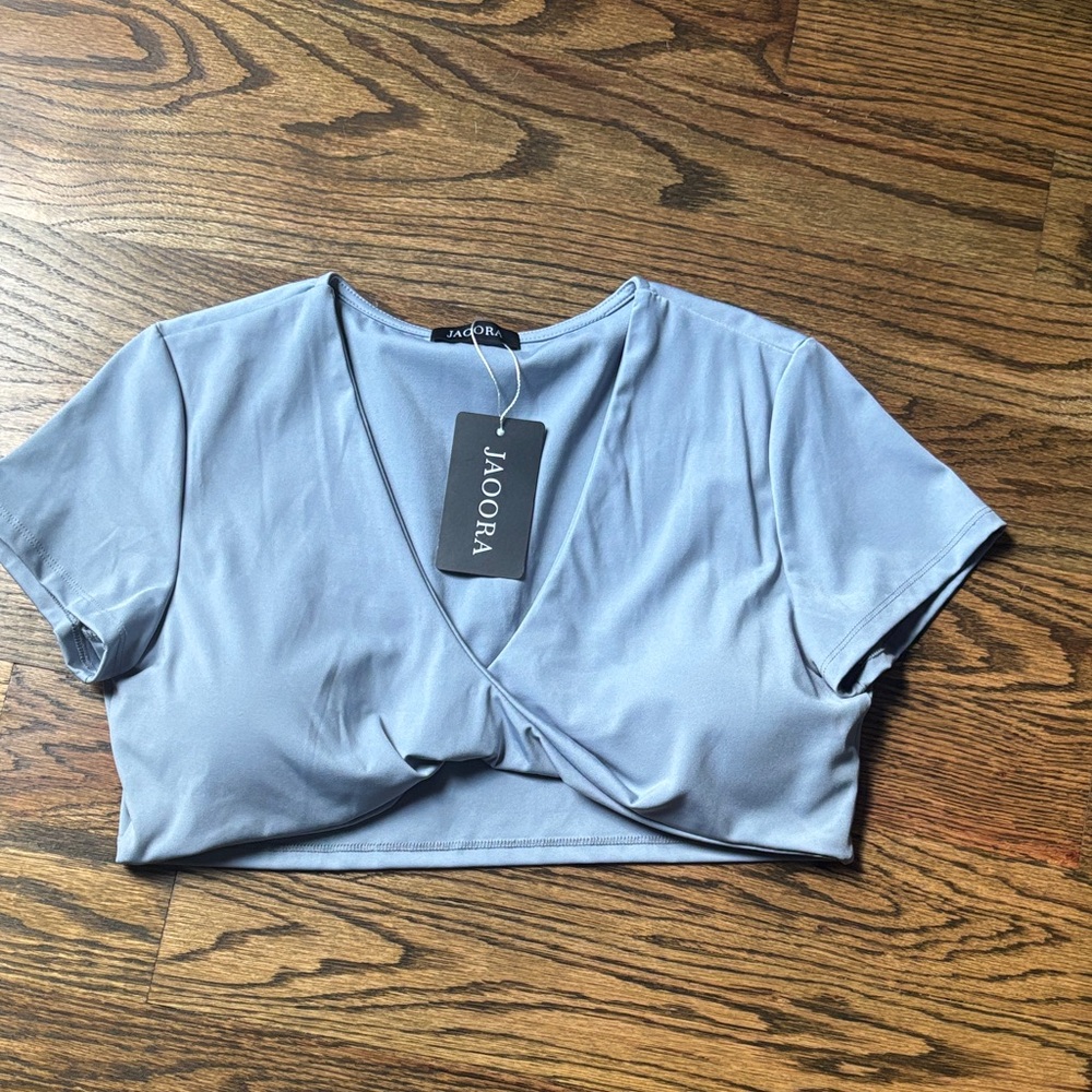 Women's Blue Wrap Top